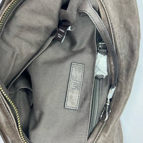 Frye Veronica Slouchy Distressed Leather Hobo Bag In Taupe Gray - Picture 11 of 13